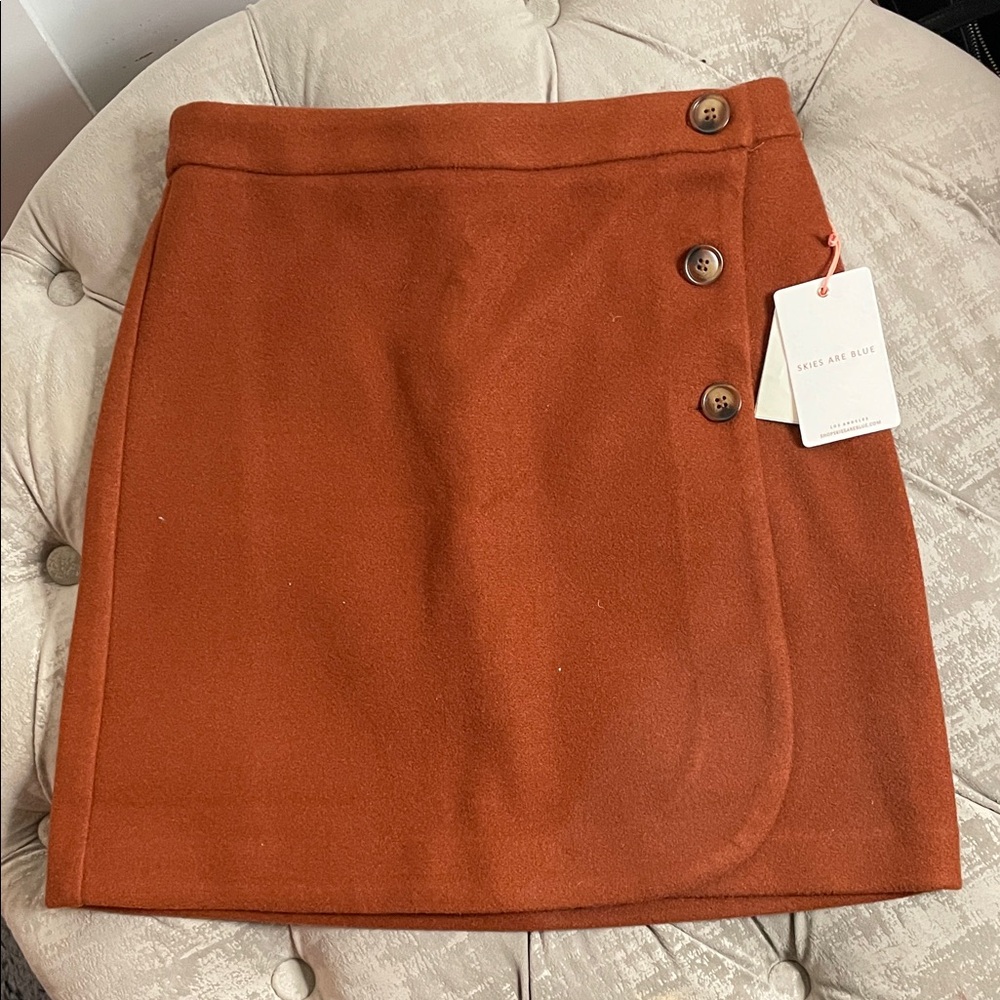 Rust Button-Detail Women's Skirt